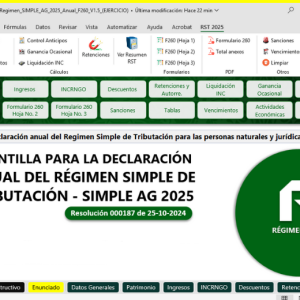 Excel para la declaración anual del régimen simple de tributación AG2025
